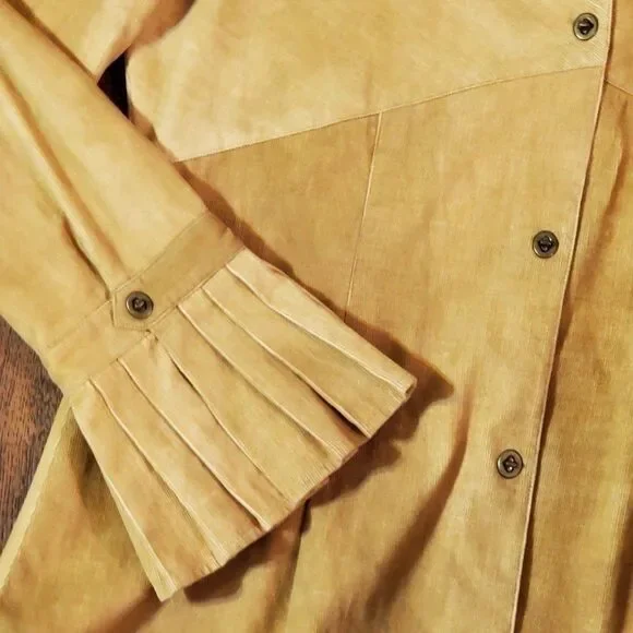 Company Ellen Tracy Womens Sz 6 Shirt Gold Pinwale Corduroy - Picture 5 of 12